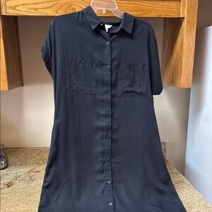 Black Button-Up Shirt Dress